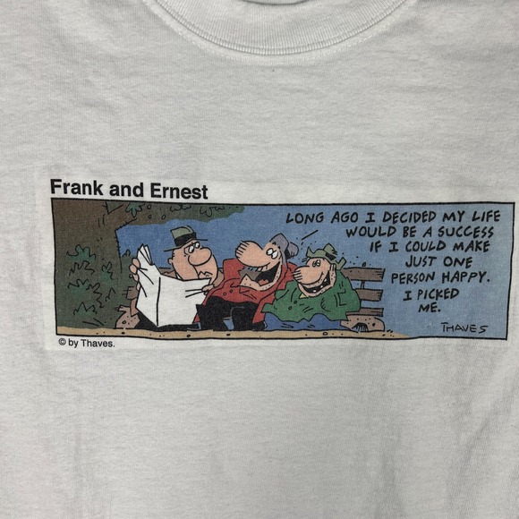 VTG Frank and Ernest Comic Strip T Shirt Adult‎ Medium 2000s Y2K Cartoon Graphic - Picture 2 of 7